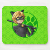 Cat Noir Green Abzeichen Mousepad (Vorne)