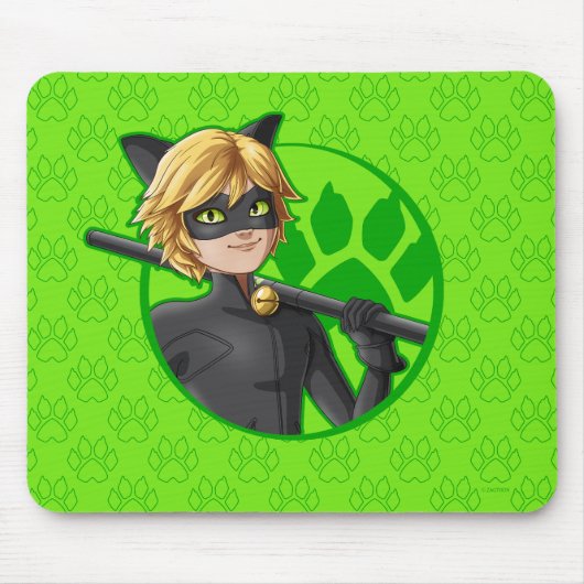 Cat Noir Green Abzeichen Mousepad (Vorne)