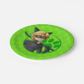 Cat Noir Green Abzeichen Pappteller (Schrägansicht)