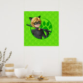 Cat Noir Green Abzeichen Poster (Küche)
