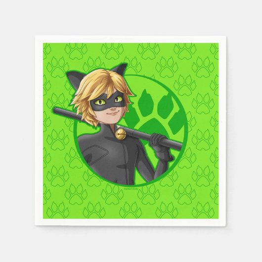 Cat Noir Green Abzeichen Serviette (Vorderseite)