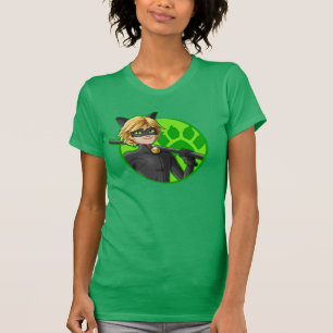 Cat Noir Green Abzeichen T-Shirt