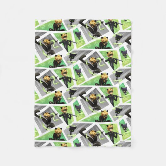 Cat Noir & Plagg Muster Fleecedecke (Vorderseite)