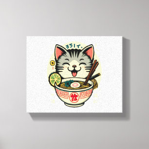 Cat Noodle Japanischer Anime ga Kawaii Cat Leinwanddruck