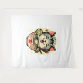 Cat Noodle Japanischer Anime ga Kawaii Cat Wandteppich (Vorderseite (Horizontal))