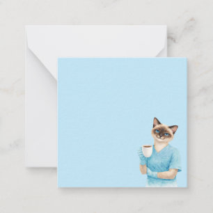 Cat Nurse trinkt Kaffee Mitteilungskarte
