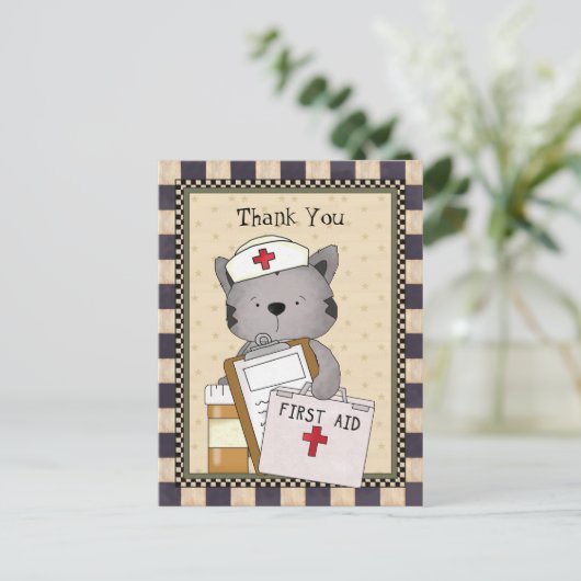 Cat Nurse Vielen Dank Postcard Postkarte (Stehend Vorderseite)