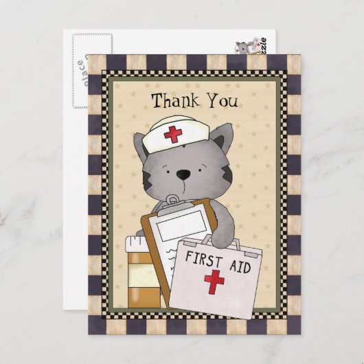 Cat Nurse Vielen Dank Postcard Postkarte (Vorne/Hinten)