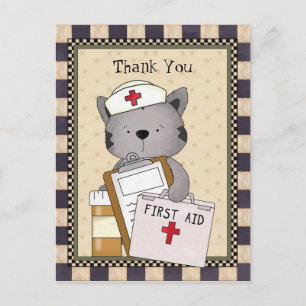 Cat Nurse Vielen Dank Postcard Postkarte