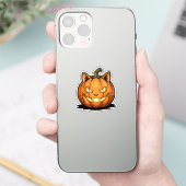 Cat O’Lantern - Glastiges Katzengefechtskamm Hallo Aufkleber (Telefon)