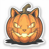 Cat O’Lantern - Glastiges Katzengefechtskamm Hallo Aufkleber (Vorderseite)
