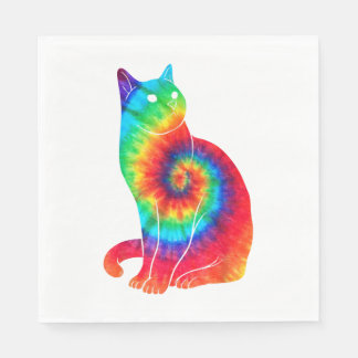 Cat Ocean Gefärbte Krawatte Rainbow Hippie Serviette