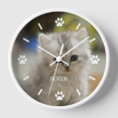 Cat oder Hund Paw Custom Pet Foto Wall Clock Uhr (Vorderseite)