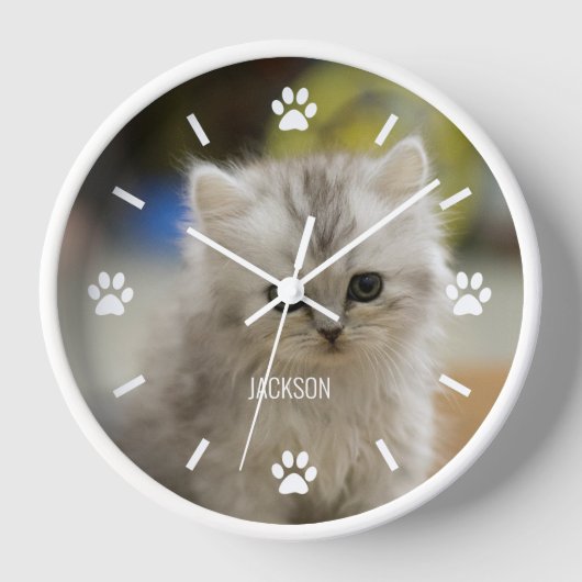 Cat oder Hund Paw Custom Pet Foto Wall Clock Uhr (Vorderseite)
