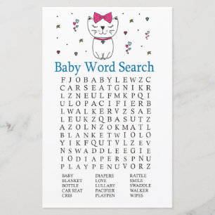 Cat oder Kitten Baby Dusche Word Search Game