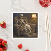 Cat On a Halloween Skeleton Serviette (Beispiel)