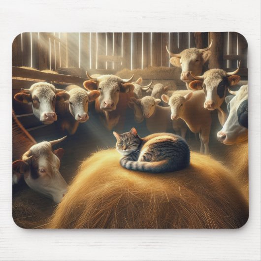 Cat On a Hay Bale Mousepad (Vorne)