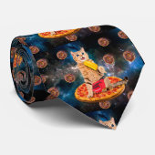 Cat on a pizza eating ice lolly krawatte (Gerollt)