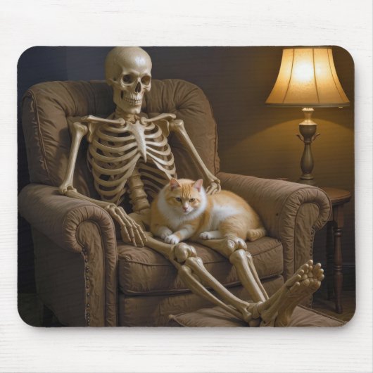 Cat On a Skeleton Lap Mousepad (Vorne)
