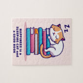Cat on a Stack of Books Cute Personalized Literary Puzzle (Horizontal)