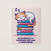 Cat on a Stack of Books Cute Personalized Literary Puzzle (Vertikal)