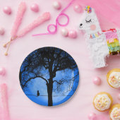 Cat on a Wire Blue Moon Pappteller (Party)