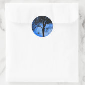 Cat on a Wire Blue Moon Runder Aufkleber (Tasche)