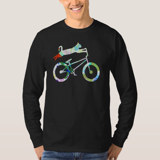 Cat on Bmx bike Kitten Bike Radfahren T-Shirt (Vorderseite)
