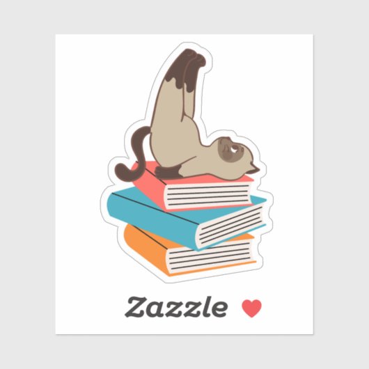 Cat on Books Aufkleber (Blatt)