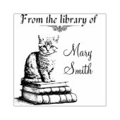 Cat on Books Personalisierte Wood Art Briefmarke f Gummistempel (Prägung)