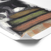 Cat on Books - Print of Original Pastel Painting Poster (Ecke)