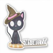 Cat on Candy Funny Halloween Custom Cut Sticker (Vorderseite)
