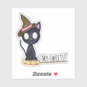 Cat on Candy Funny Halloween Custom Cut Sticker (Blatt)