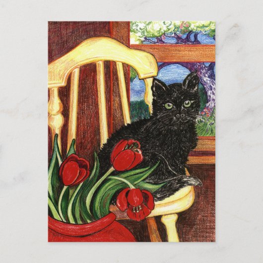 Cat on Chair Postkarte (Vorderseite)