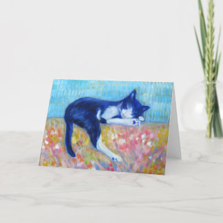 Cat on Couch Grußkarte Karte