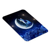 Cat on Crescent Moon blue Cat 773 Magnet (Rechte Seite)