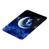 Cat on Crescent Moon blue Cat 773 Magnet (Linke Seite)
