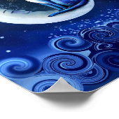 Cat on Crescent Moon blue Cat 773 Poster (Ecke)