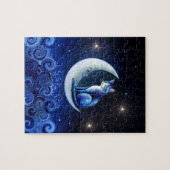 Cat on Crescent Moon blue Cat 773 Puzzle (Horizontal)