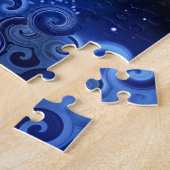 Cat on Crescent Moon blue Cat 773 Puzzle (Seite)