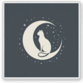 Cat on Crescent Moon Design Aufkleber (Vorderseite)