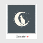 Cat on Crescent Moon Design Aufkleber (Blatt)