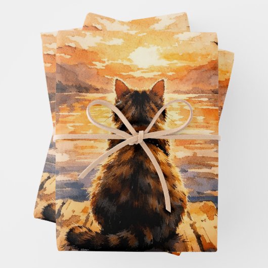 Cat on Dock at Sunset Geschenkpapier Set (Beispiel)