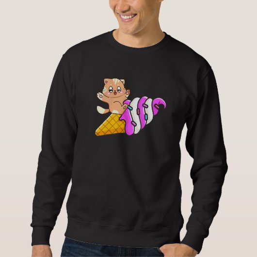 Cat On Ice Cream Cone Cat Sommerferien Sweatshirt (Vorderseite)