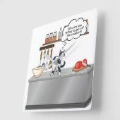 Cat on Kitchen Counter Wall Clock Quadratische Wanduhr (Winkel)