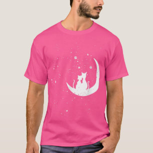Cat On Moon Lazy Halloween Kostüm Niedlich Kitty K T-Shirt