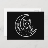 Cat on Moon Postkarte (Vorne/Hinten)