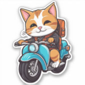 cat on motorcycle aufkleber (Vorderseite)