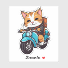 cat on motorcycle aufkleber