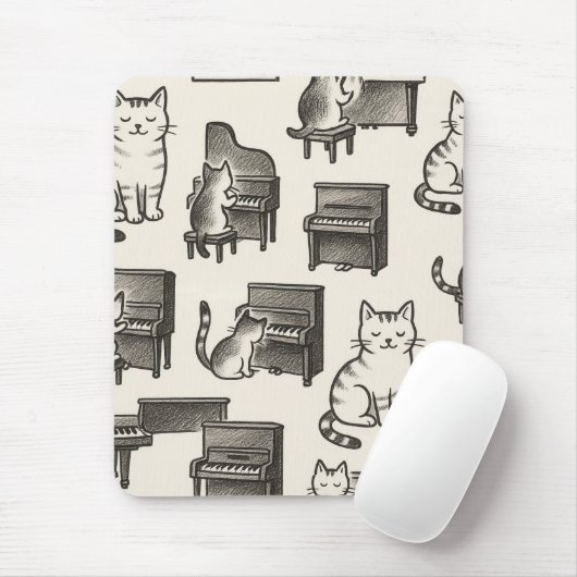 Cat on Piano Mouse pad Mousepad (Mit Mouse)